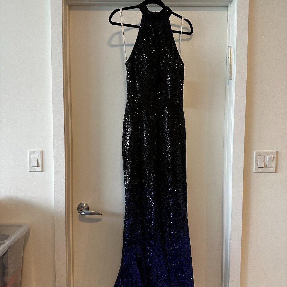Black and Blue Jovani Gown Size 8